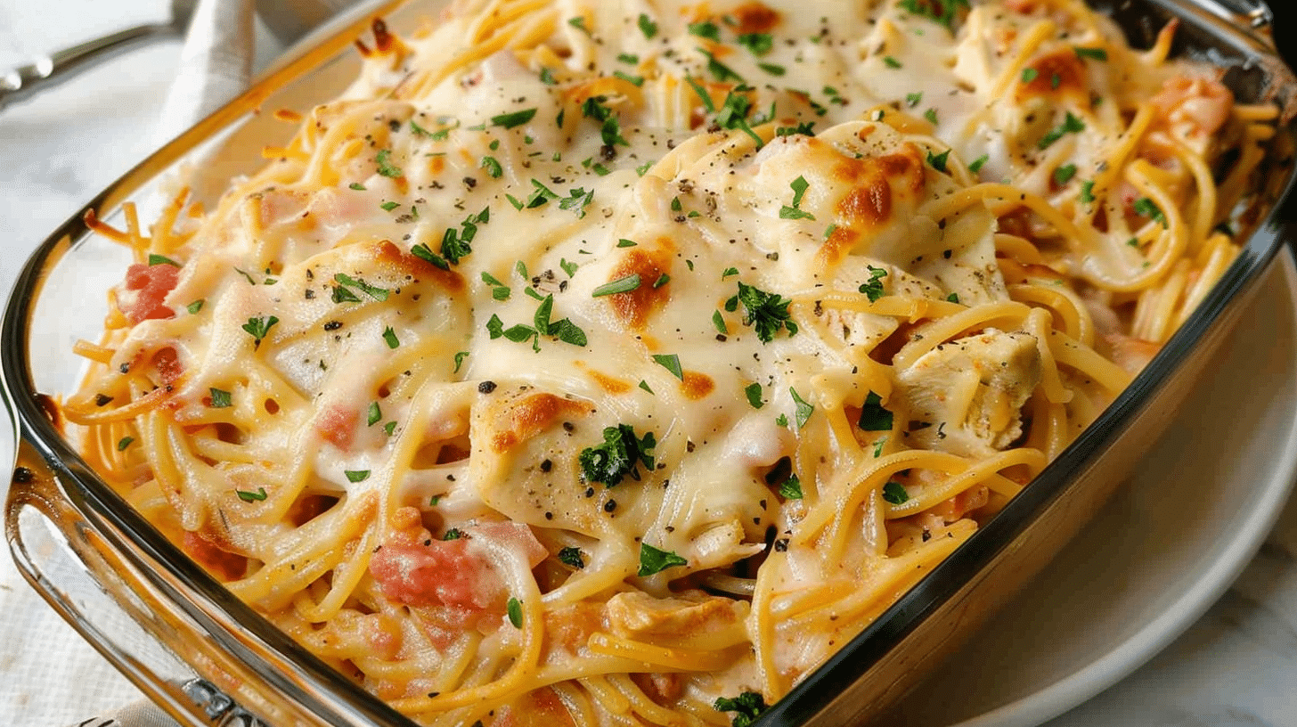 Delicious Chicken Spaghetti Casserole
