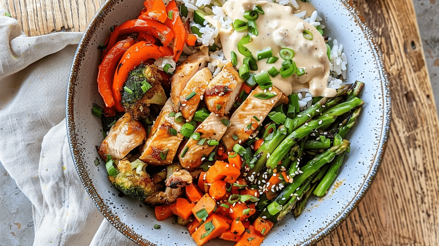 Delicious Chicken Veggie Bowl Recipe with Seasonal Vegetables