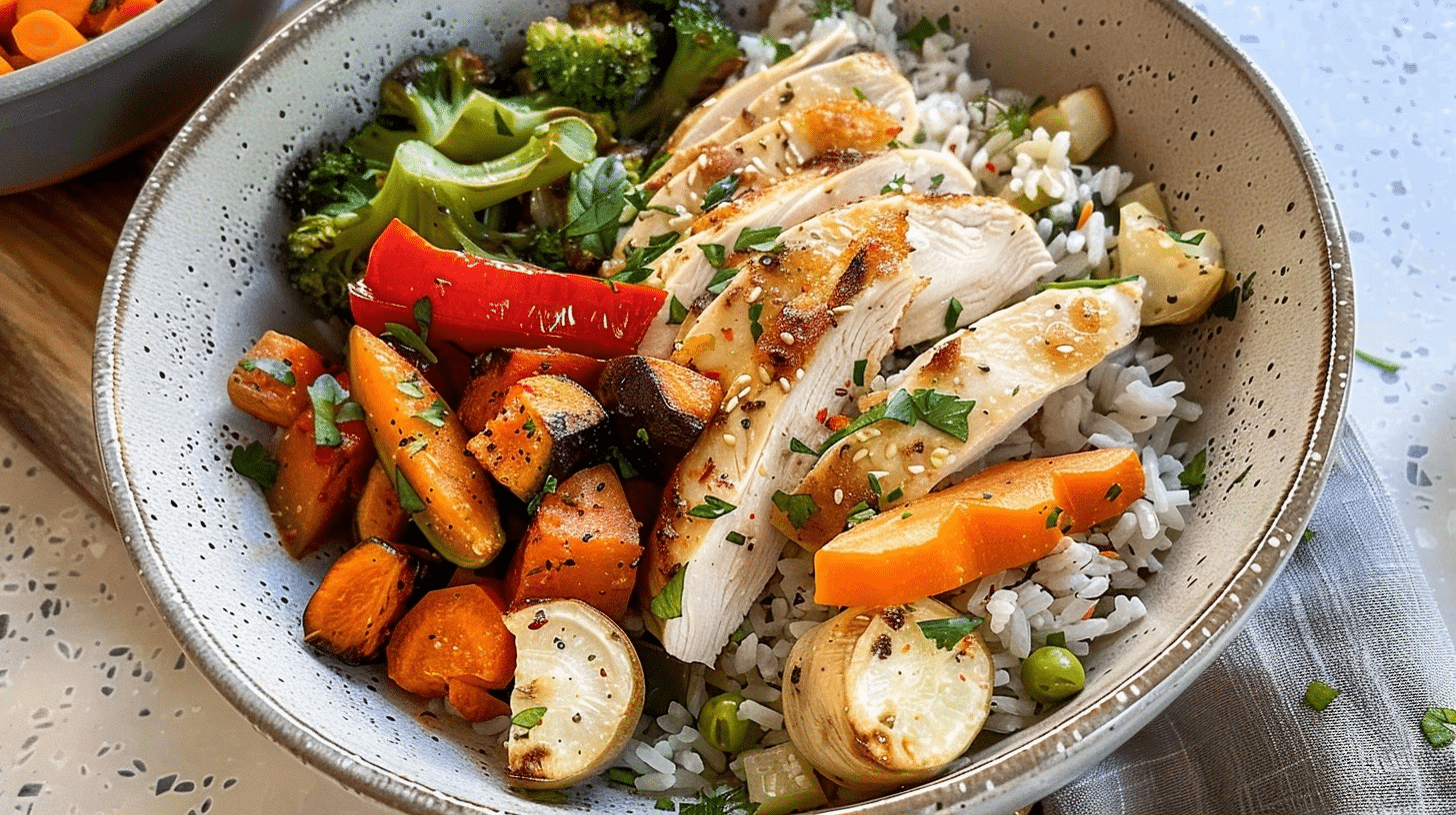 Roasted Veggie Chicken Bowl