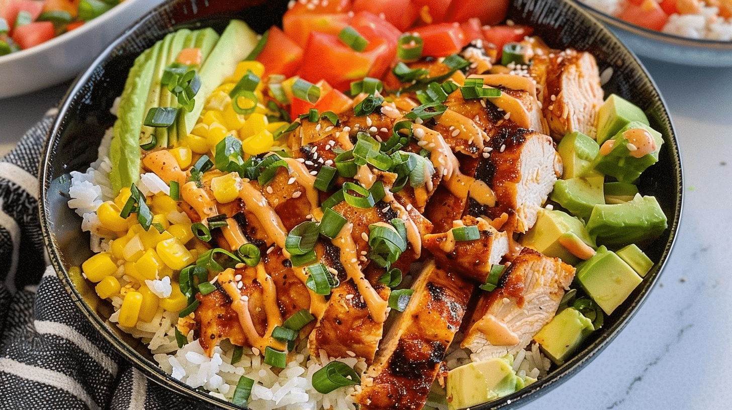 High Protein Chicken Bowl with Cilantro Lime Rice