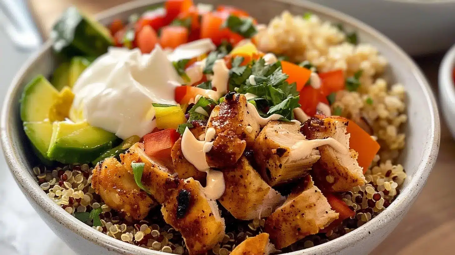 Chicken Quinoa Bowl with Herby Salad