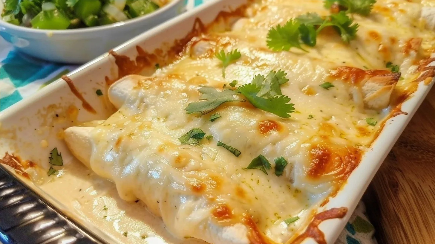 Creamy White Chicken Enchiladas Made With Simple Ingredients