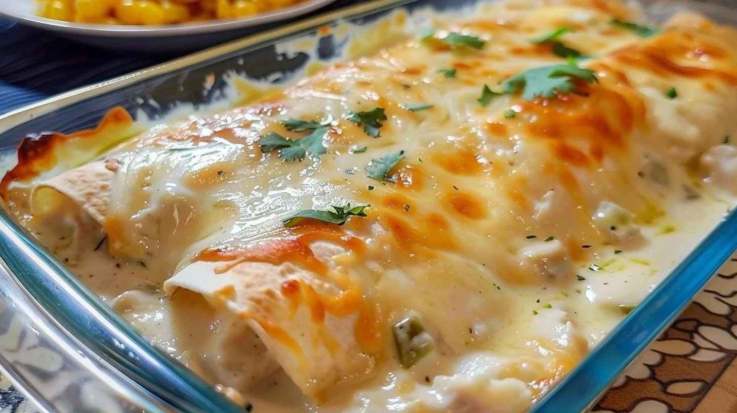 Creamy White Chicken Enchiladas Made With Simple Ingredients
