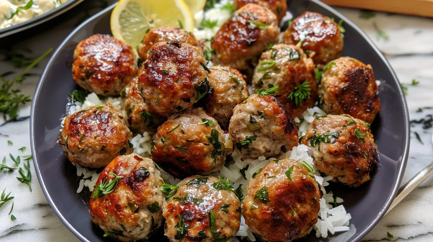 Greek Turkey Meatballs with Homemade Tzatziki Sauce