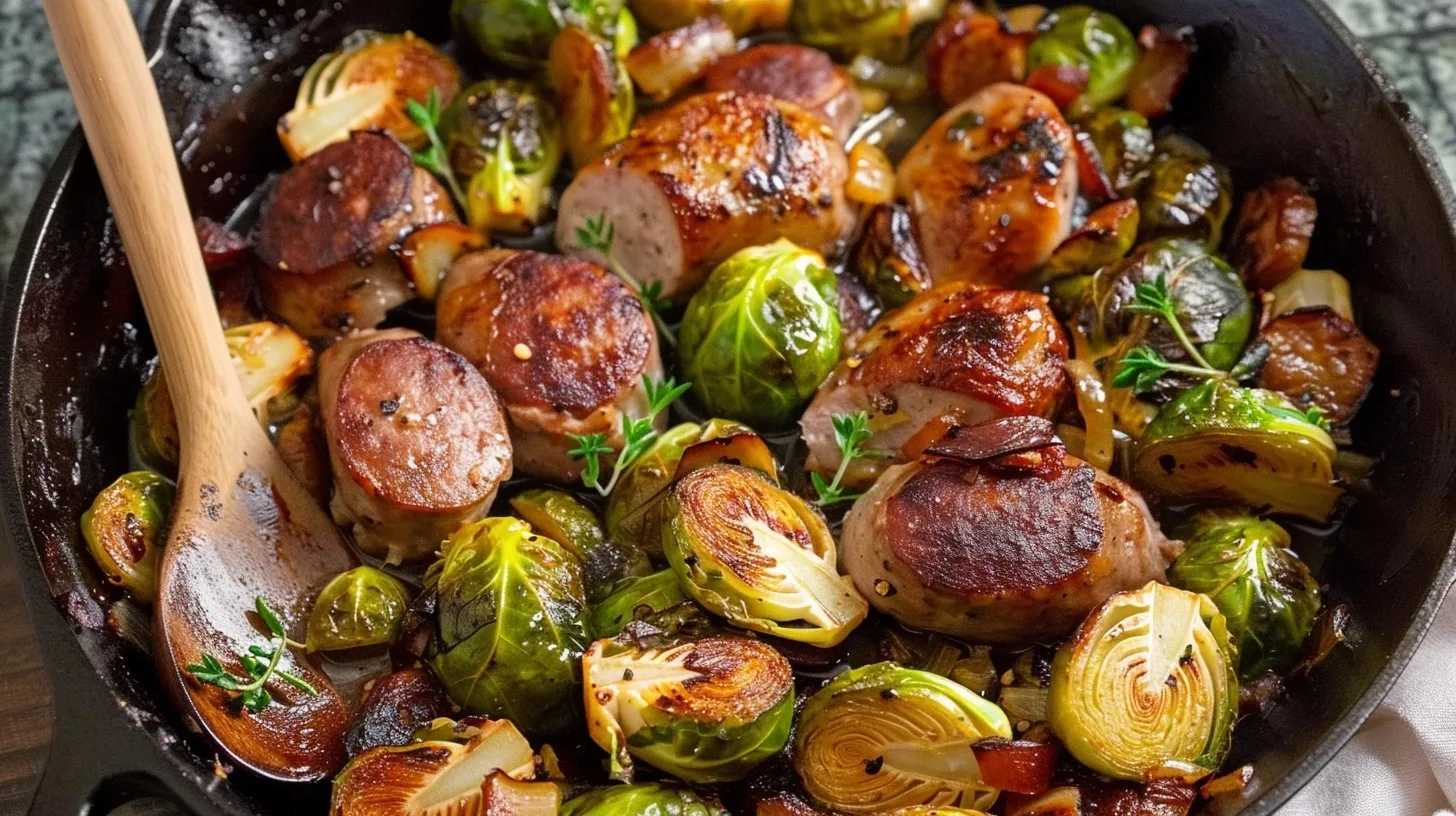 Chicken Sausage and Brussels Sprouts Skillet