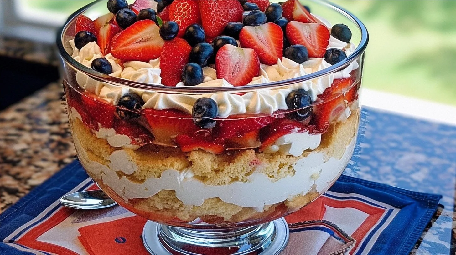 Red White and Blue Strawberry Shortcake Trifle