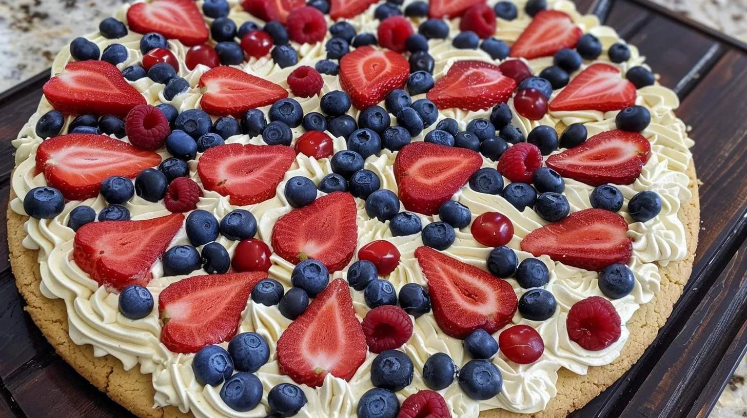 Patriotic Sugar Cookie Pizza For Summer Celebrations