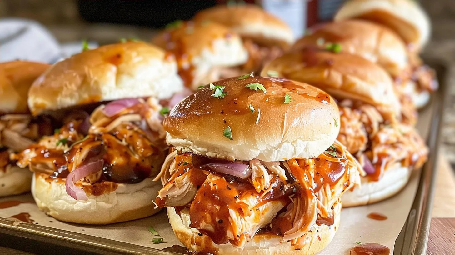 BBQ Chicken Sliders Made With Shredded Rotisserie Chicken