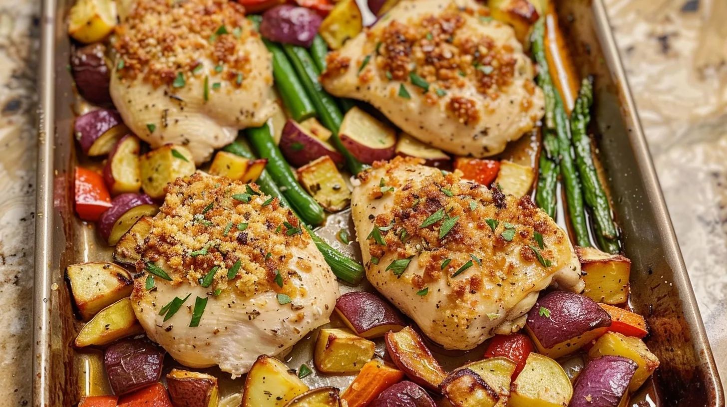Parmesan Crusted Chicken with Roasted Vegetables