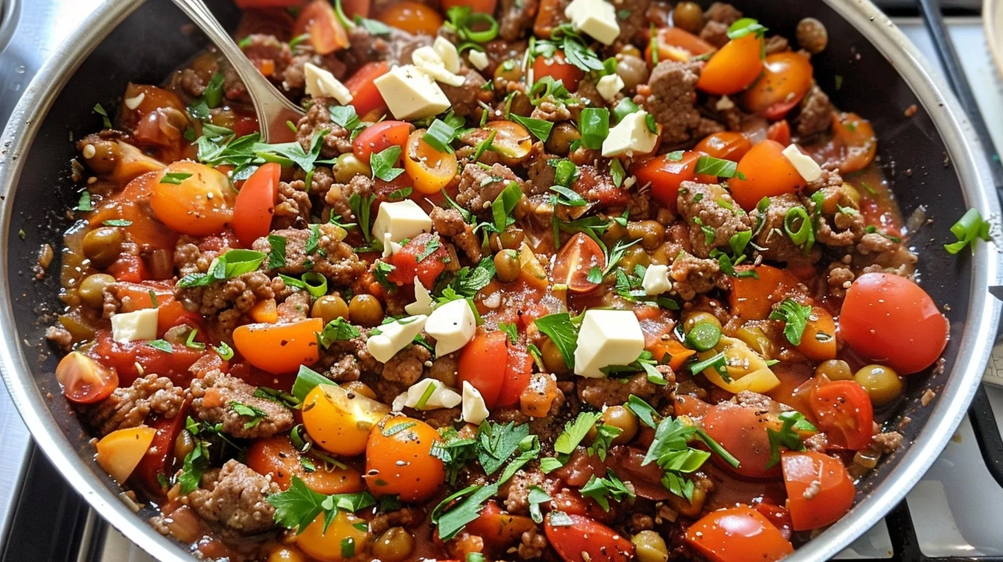 Mediterranean Beef Tomato Skillet